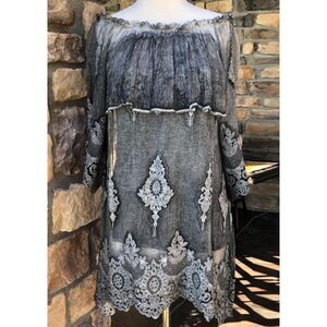 Gretty Zueger Neith Embroidered Silk Tunic - Gray M